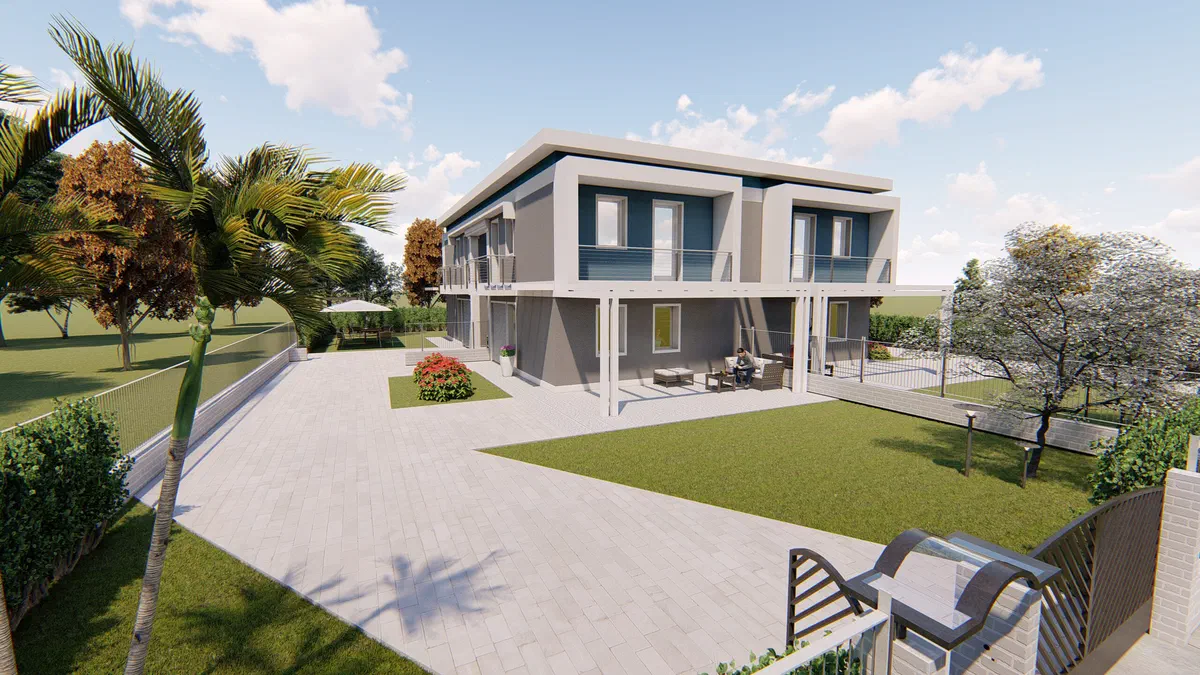 Modern four-family house – view 1