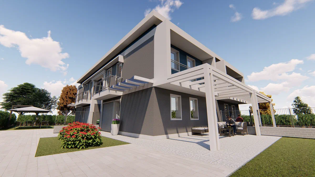 Modern four-family house – view 2